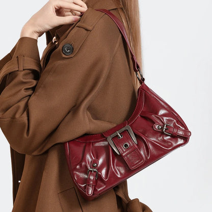 Y2K Retro Pleated Hobo Shoulder Bag for Women – Maillard Style Underarm Clutch Handbag for Travel, Work & Shopping