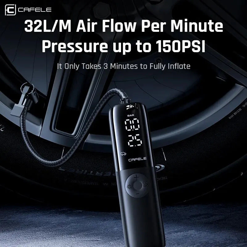 Portable 12V 150PSI Car Tire Air Compressor – Electric Air Pump for Car, Motorcycle & Bike with Long Power Cord