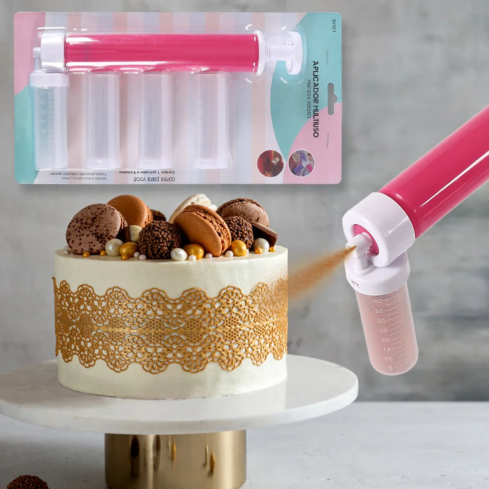 1 Set (5pcs) Manual Spray Guns: Cake Coloring Duster Baking Tool - Enhance Your Baking with Cake Spray Tube