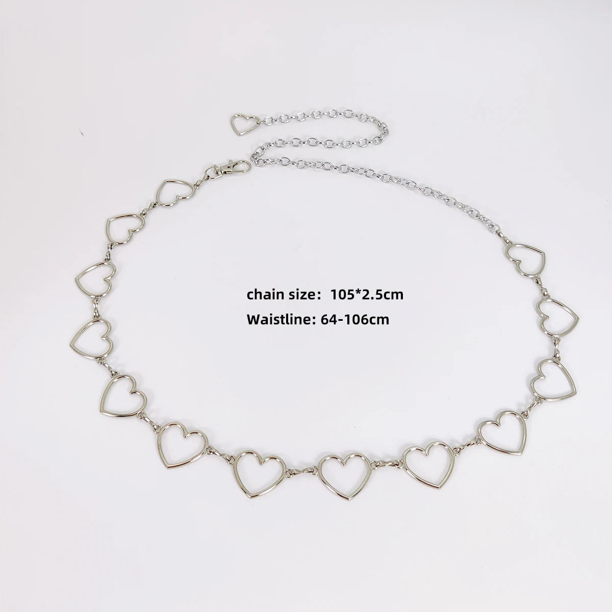 Women's Luxury Heart-Shaped Metal Waist Chain Belt – Y2K Goth Punk Accessory for Jeans & Dresses