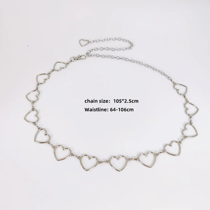 Women's Luxury Heart-Shaped Metal Waist Chain Belt – Y2K Goth Punk Accessory for Jeans & Dresses