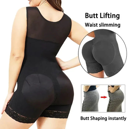 High Compression Bodysuit Shapewear: Fajas Girdles with Bust Brooches for Slimming Sheath - Daily & Post-Surgical Use for Women's Belly