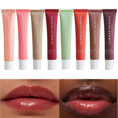 Summer Fridays Vanilla Beige Lip Balm Set – Moisturizing Lip Gloss & Transparent Lipstick with Soft Tube & Mirror