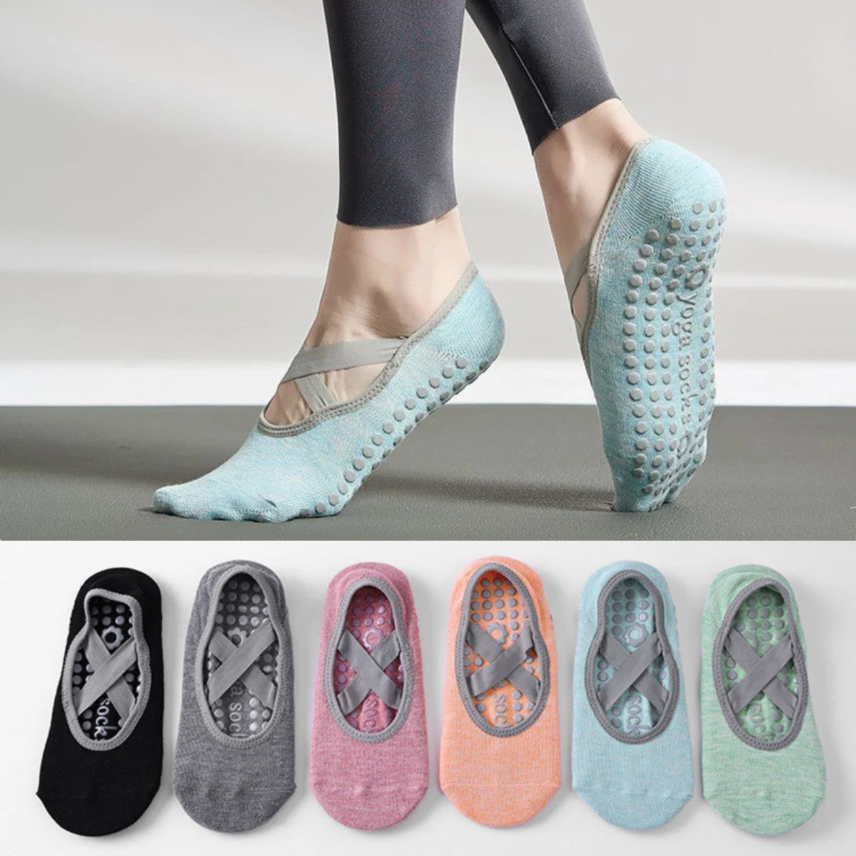 1 Pair Professional Women’s Yoga Socks – Silicone Anti-Slip Ballet and Pilates Socks, Breathable Bandage Dance Sports Socks