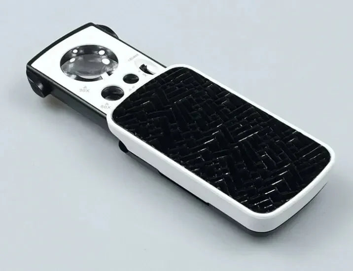 30X-90X LED UV Jewelry Loupe - Portable Triplex Magnifier for Gemology Micro Engraving and Precision Inspection