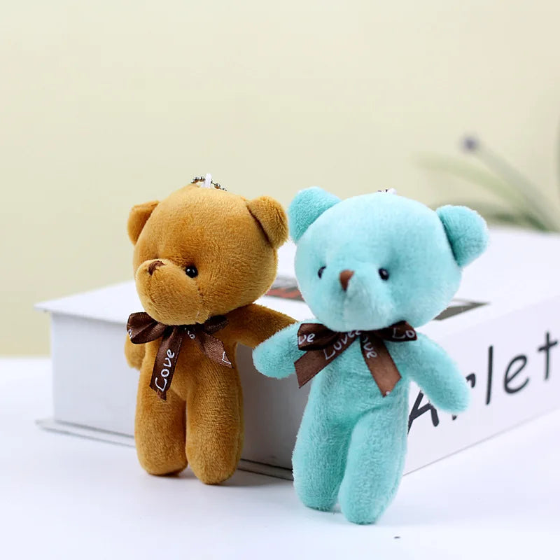 10pcs Mini Bear Plush Keychain — Soft Stuffed Doll Bag Pendant, Cute Toy for Wedding Decoration & Birthday Gift