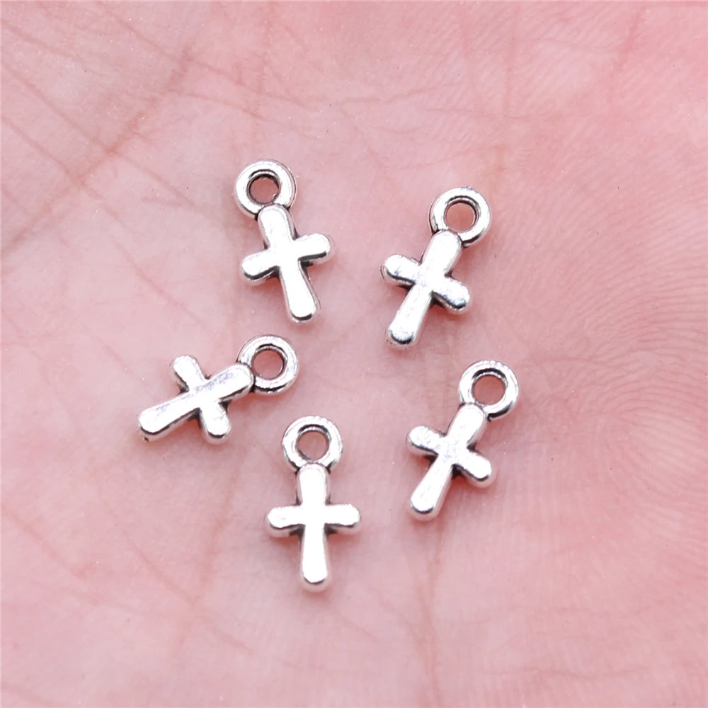 40Pcs Alloy Cross Charms - 10x6mm DIY Jewelry Pendants for Bracelets, Necklaces & Crafts