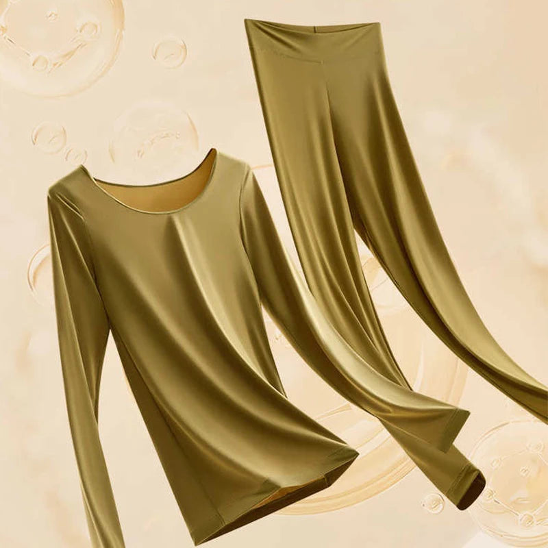 Flarixa Women’s Seamless Thermal Underwear Set – 2-Piece Winter Top & Long Johns, Thin First-Layer Thermo Clothing