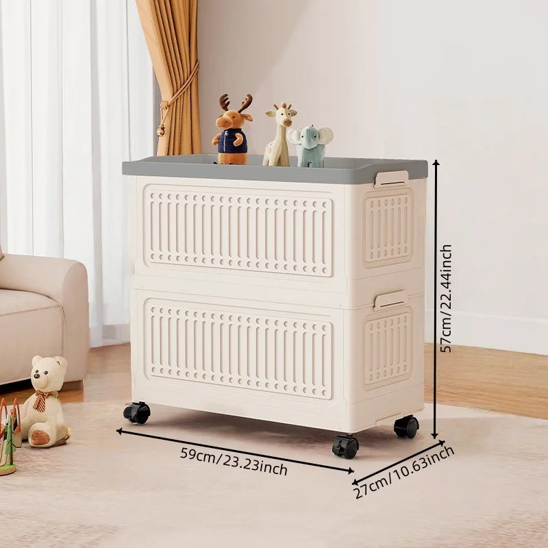 Large Capacity Foldable Toy Storage Bin - Wheeled Organizer for Living Room, Bedroom & Bathroom