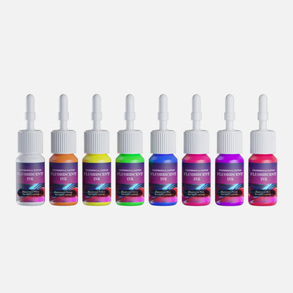 DM 8PCS 5ml Fluorescent Tattoo Ink Set – Professional Glow Tattoo Pigments for Body Art Painting & Tattoo Supplies Kit