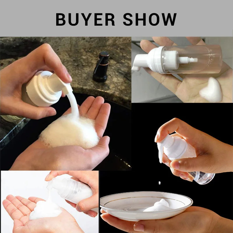 Small Foam Dispenser Pump Bottles - Mini Refillable Plastic Soap Bottles for Travel, Cleaning & Cosmetics (30/60ml)