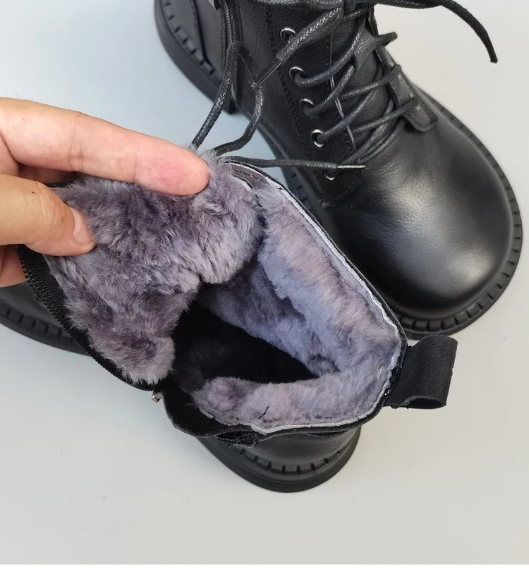 Careaymade 100% Genuine Leather Wide Casual Women’s Short Boots – Big Size, Handmade Men’s Wool Boots