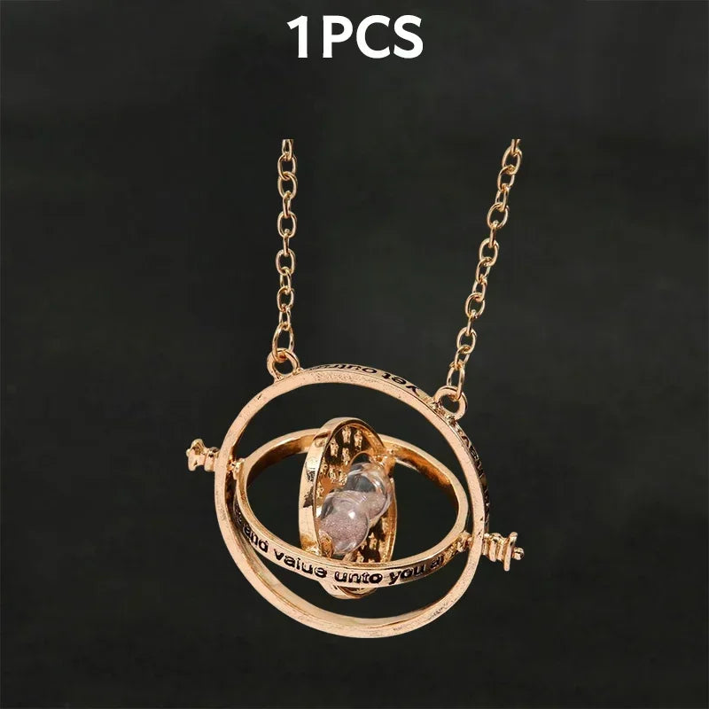 Harry Potter Time-Turner Hourglass Necklace - 360° Rotatable Cosplay Pendant and Unique Mother’s Day Gift
