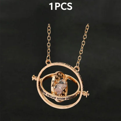 Harry Potter Time-Turner Hourglass Necklace - 360° Rotatable Cosplay Pendant and Unique Mother’s Day Gift