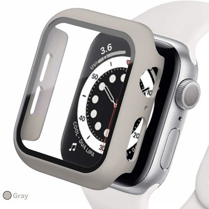 Tempered Glass Screen Protector Case for Apple Watch - Series 8 7 6 SE 5 4 3 Protective Cover Accessories 41mm 40mm 44mm 45mm 42mm