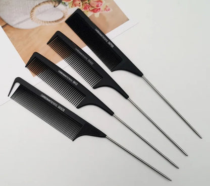 Professional Stainless Steel Hair Tail Comb – Fine Teeth Salon Styling Comb, Spiked Hair Care Tool for Barbers