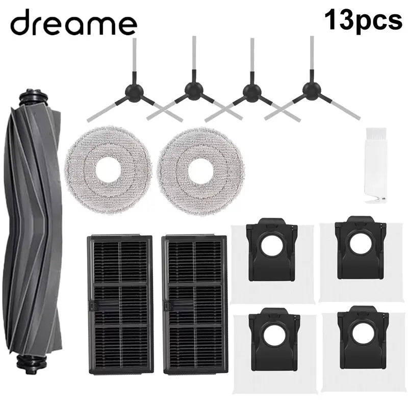 Dreame Robot Vacuum Accessories - Replacement Main Brush, Side Brush, Filter, Mop & Dust Bag for L10s Pro Ultra X30 Series
