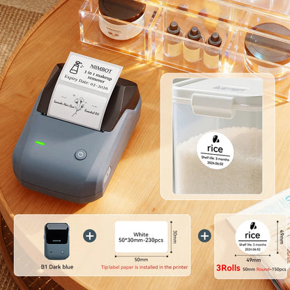 NIIMBOT B1 Portable 2-Inch Thermal Label Printer with Adhesive Tapes Bluetooth Mini Sticker Maker for Smartphone & PC