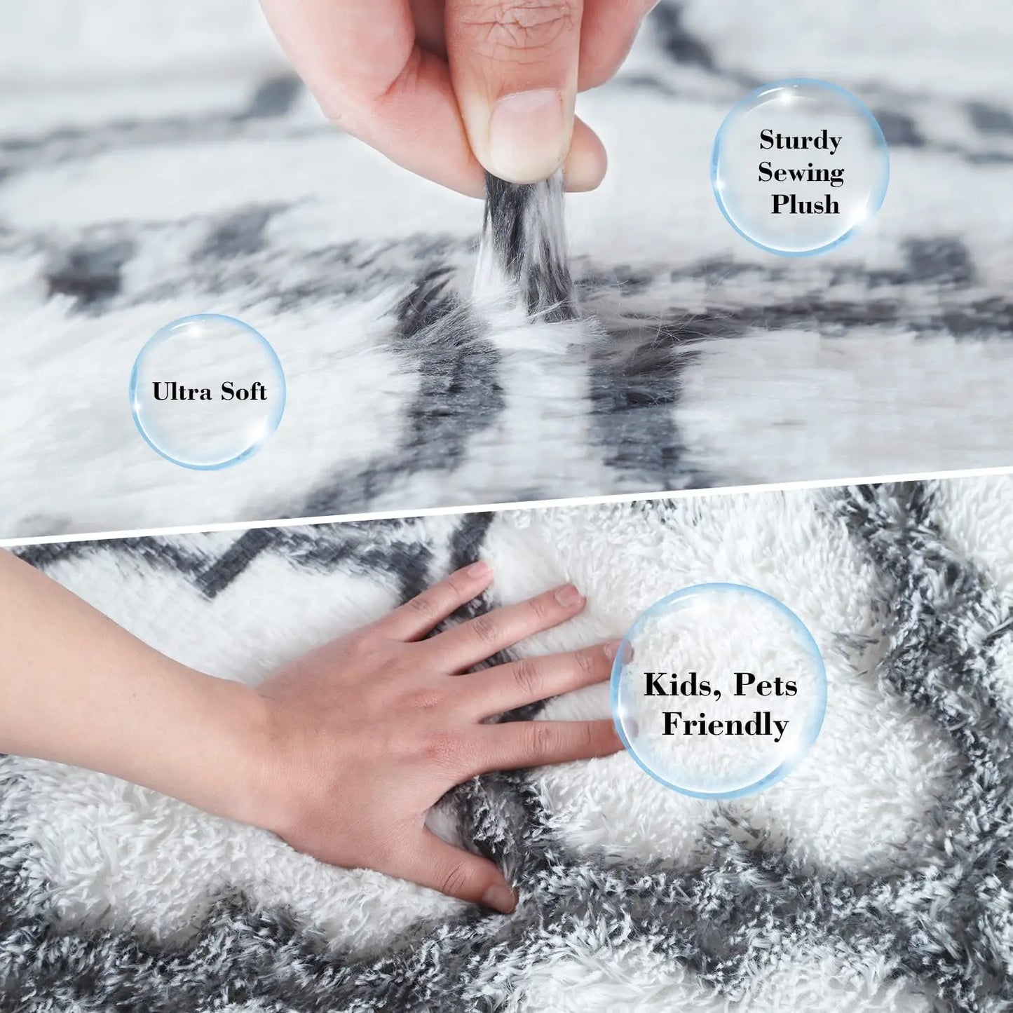 Large Plush White Area Rug – Soft Fluffy Carpet for Living Room, Bedroom, Teen Room & Home Decor