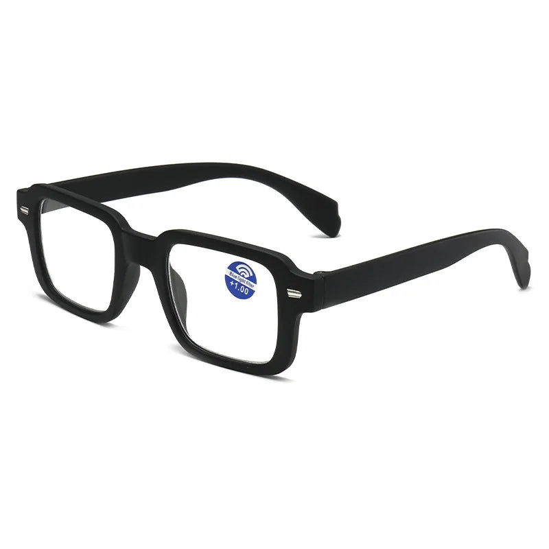 Fashion Square Reading Glasses for Women & Men – Plastic Computer Eyewear with Anti-Blue Light, Presbyopia & Hyperopia, Diopter +1.0 to +2.0