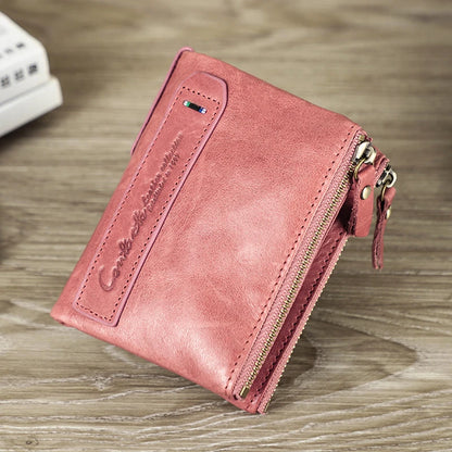 CONTACT'S Genuine Leather Short Wallet for Women — Luxury Designer Card & Coin Holder, Mini Money Clip Wallet with Free Shipping
