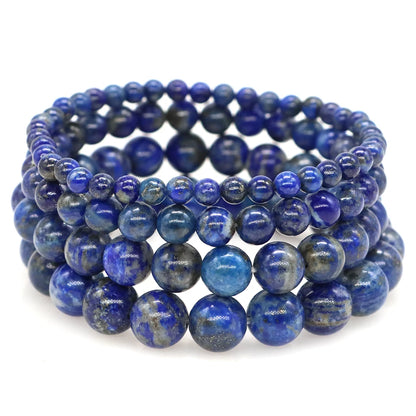 Natural Stone Beaded Bracelet for Men & Women – Healing Crystal Lapis Lazuli Quartz Elastic Couple Jewelry Bangle Bracelet