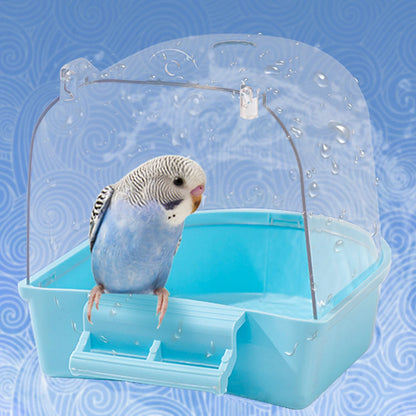 Easy-to-Install Pet Bird Bath Box Shower - Water Bowl Caged Parrot Bathing Tub for Small Birds like Budgerigars, Lovebirds, and Canaries
