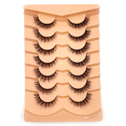 7 Pairs 3D Mink Fur False Eyelashes – Thick Short Dramatic Natural Look Makeup Lashes Wholesale
