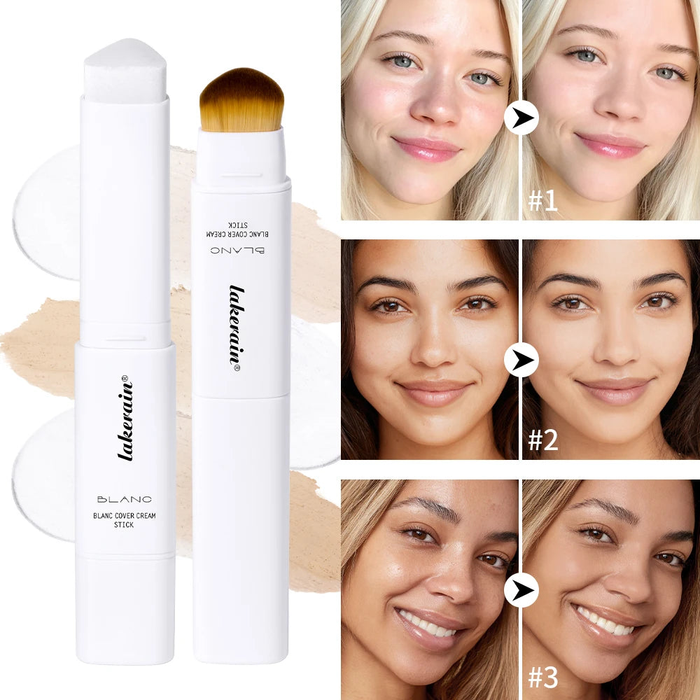Color Changing Foundation Stick - Waterproof Dual-Ended High Coverage Makeup with Brush