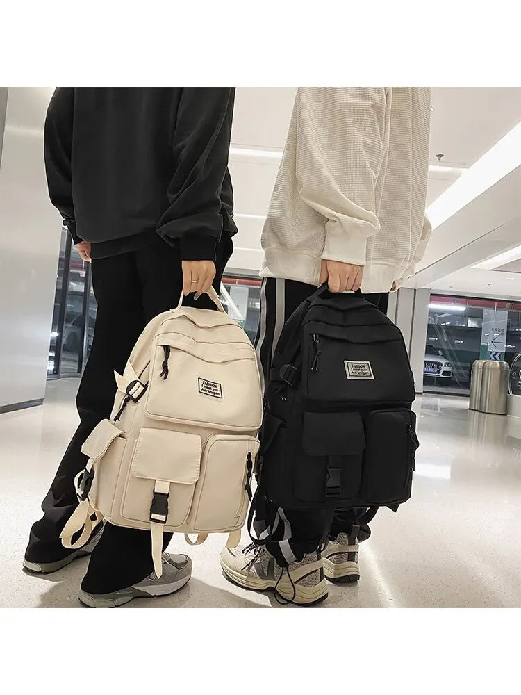 Multi-Pocket Nylon Backpack — Large-Capacity School & Computer Bag for Men & Women