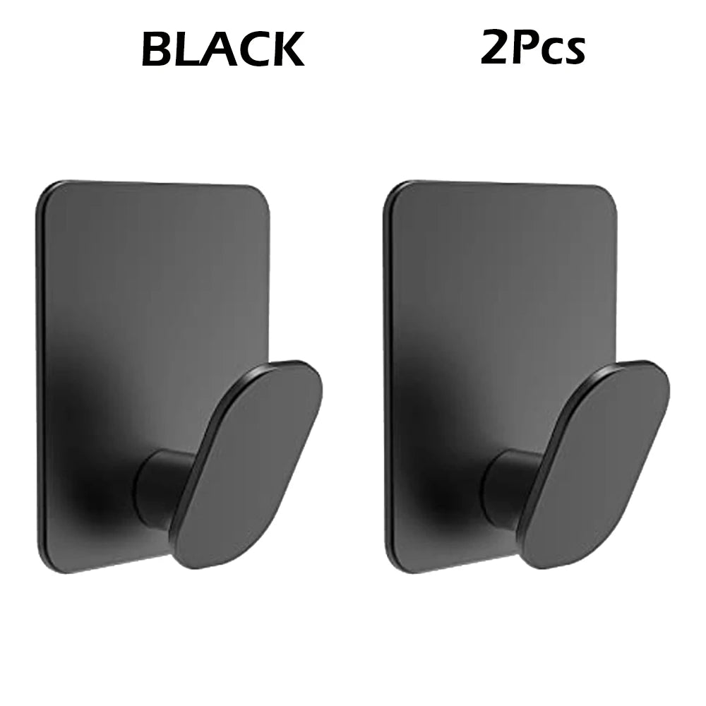 Bathroom Adhesive Wall Hooks - Stainless Steel Multi-Purpose Towel Rack Hooks for Kitchen & Home Storage