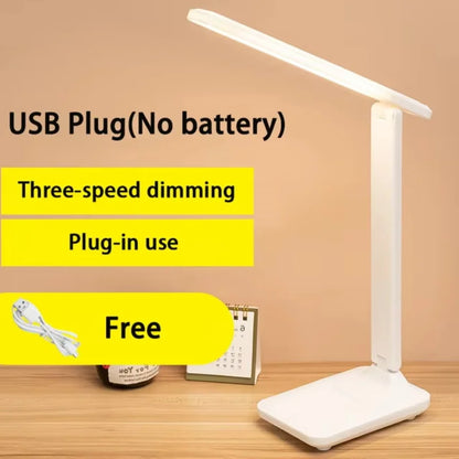Folding LED Desk Lamp – Touch Dimmable Eye Protection Night Light for Bedroom, Bedside & Study with USB Plug-in