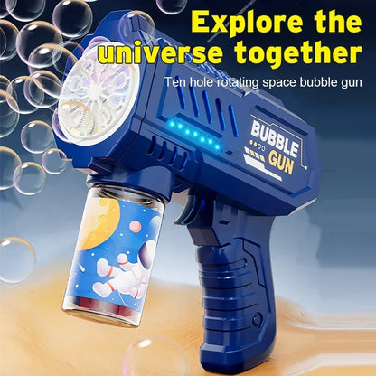 Automatic Bubble Gun Rocket - Electric Bubble Blower Toy with Bubble Liquid for Kids’ Beach & Outdoor Fun