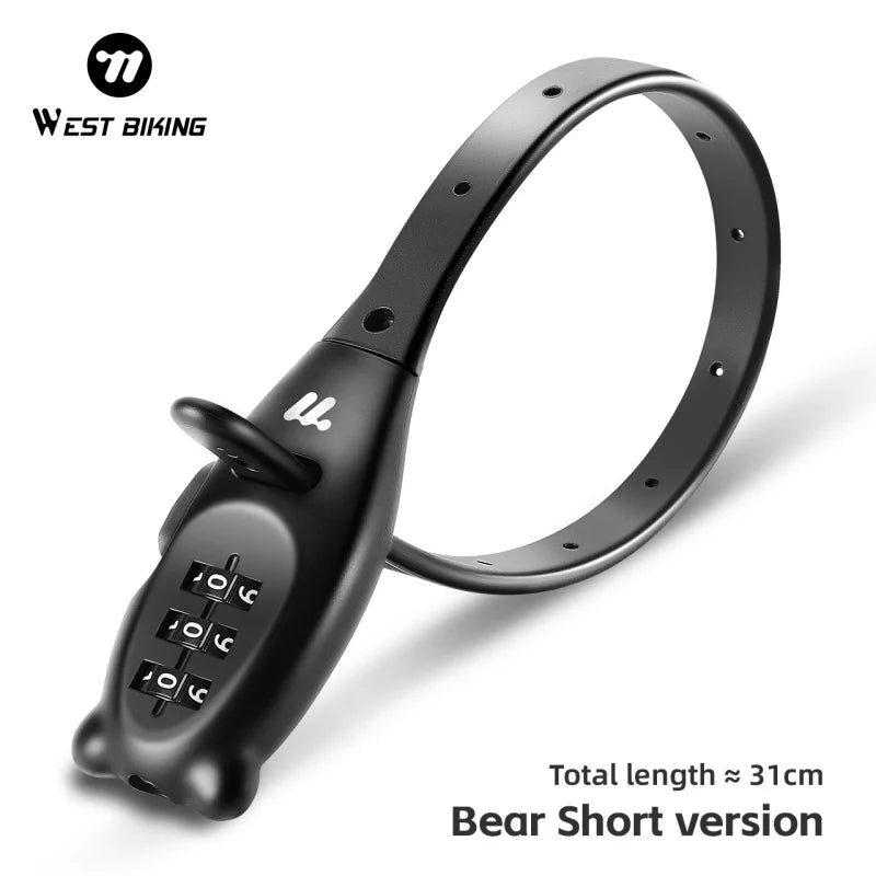WEST BIKING Portable Bicycle Cable Lock – Zinc Alloy Adjustable Anti-Theft Password Lock for Bike, Motorcycle & Helmet Security