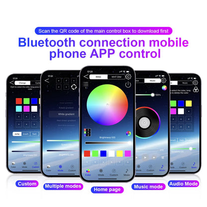 10/14/18-in-1 LED Car Ambient Lights – 213 64 Color RGB Bluetooth Rainbow Acrylic Strips, Atmosphere Lamp Kit 12V