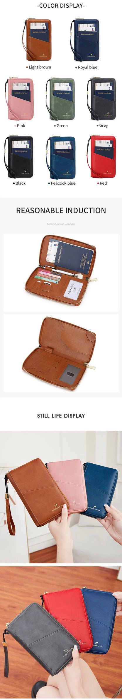 Fashionable RFID Passport Holder – PU Leather Front Pocket Wallet, Multifunctional Travel Accessories for Protection
