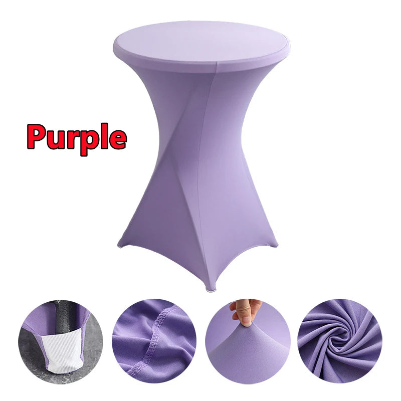 Spandex Round Tablecloth - Stretch Elastic Cocktail Table Cover for Wedding, Party, Hotel & Event Decor