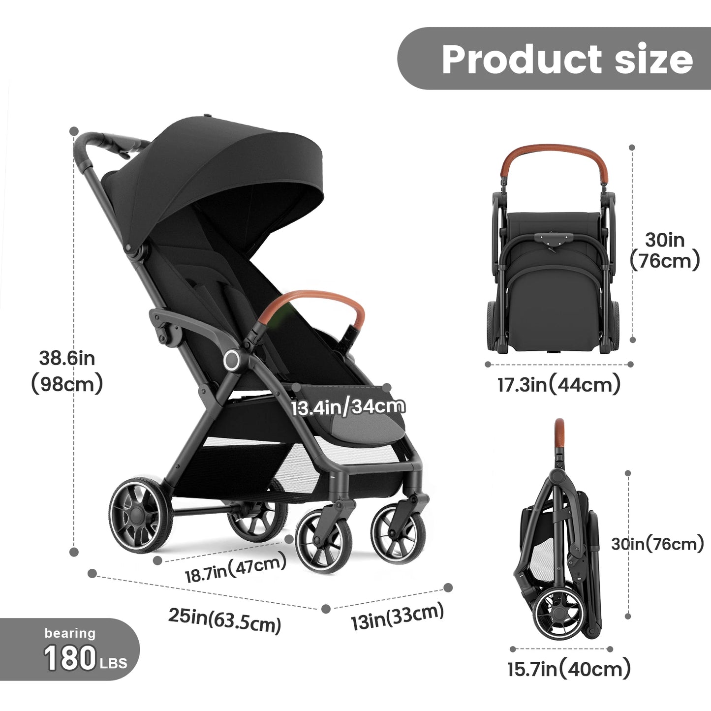 Foldable Luxury Baby Stroller Seat with 360° Swivel – Portable Newborn & Toddler Carriage