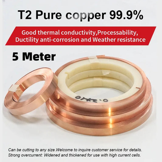 5M 99.9% T2 Copper Strip – Energy Storage & Spot Welder Connection for 18650/21700 Lithium Batteries