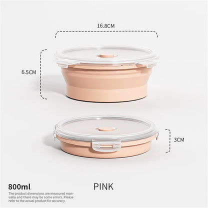Collapsible Silicone Food Storage Container - Portable Lunch Box with Lid for Microwave & Freezer Use