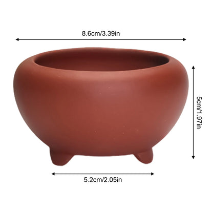 Ceramic Round Plant Pot - Succulent & Orchid Planter with Drainage Holes for Indoor & Outdoor Decor