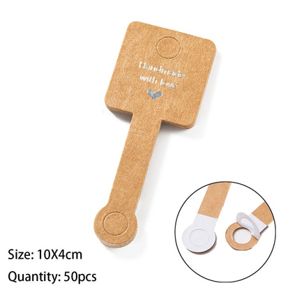 50PCS Self-Adhesive Display Card — 4x10cm Price Tags for Bracelets, Keychains & Jewelry Packaging, Small Business Labels