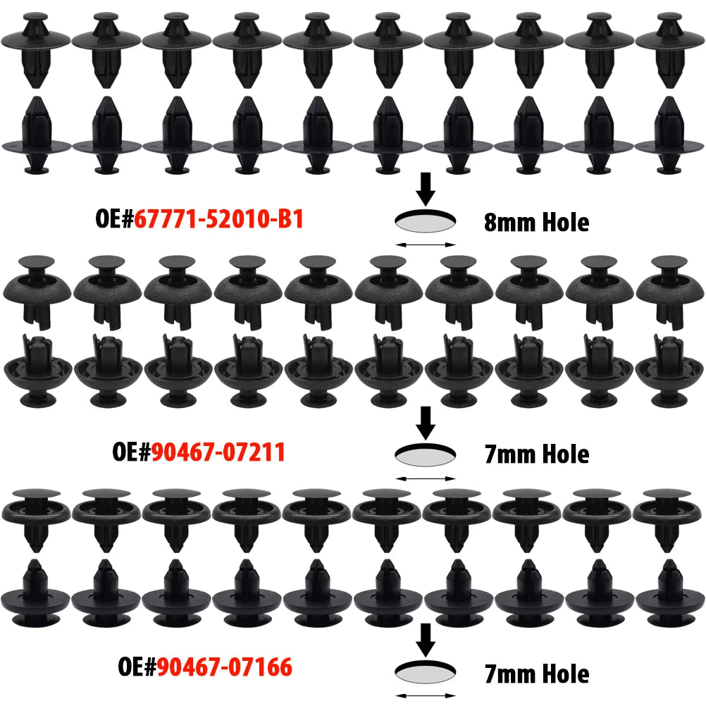 Erick’s Wiper 200-Pcs Auto Body Trim Clip Set – 9 Sizes Push Pin Rivets Bumper Retainers for Toyota Corolla, RAV4, Yaris, Prius, Lexus