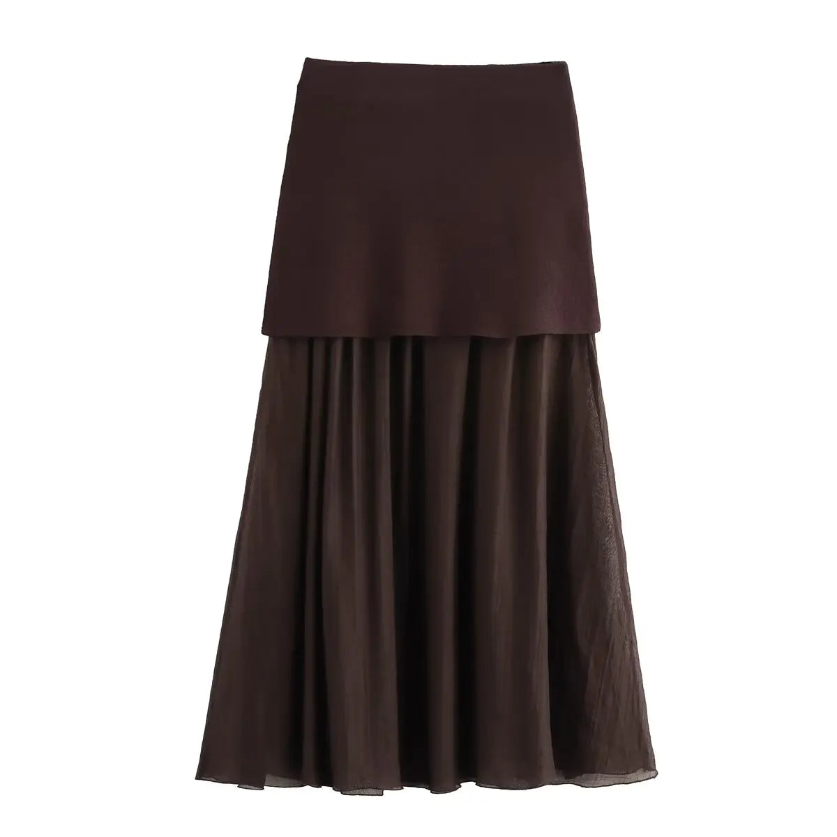 TRAFZA 2025 Women’s Wine Red Skirt Set – Knitted V-Neck Vest with High Waist Zipper Patchwork Long Skirt