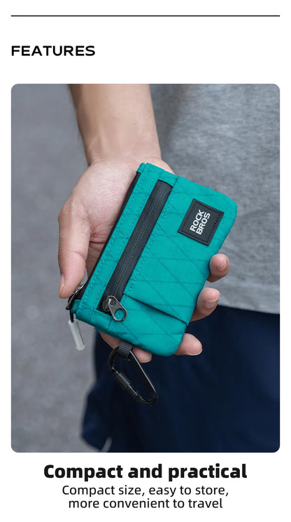 ROCKBROS Portable Wallet Card Bag – Ultra-Light, Stylish Sports Mini Credit Card Holder with Hang Lock, Compact Storage