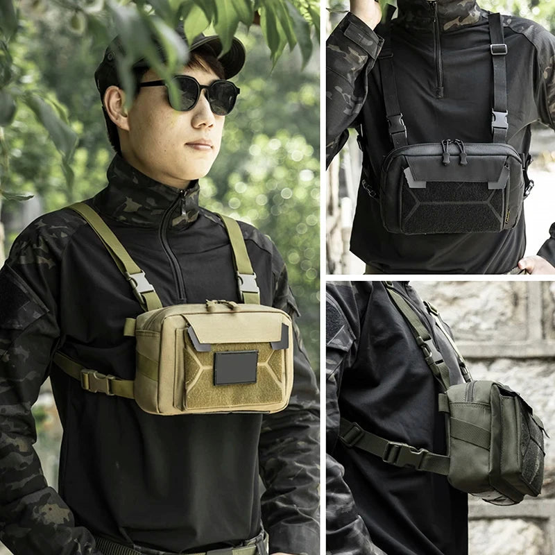 Fishing Chest Bag - Men’s Tactical Waterproof Molle Nylon Backpack, Climbing, Camping, Outdoor Travel Vest, and Fanny Pack