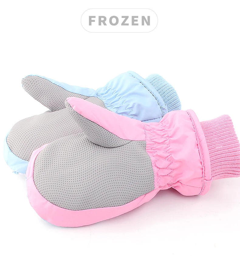 Hasbro Princess Elsa Kids Ski Gloves – Cute Waterproof & Warm Velvet Winter Gloves for Girls
