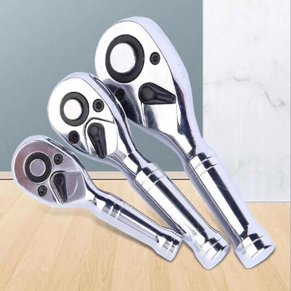 72-Tooth Mini Ratchet Wrench - 1/4, 3/8 & 1/2 Inch Short Handle Repair Tool