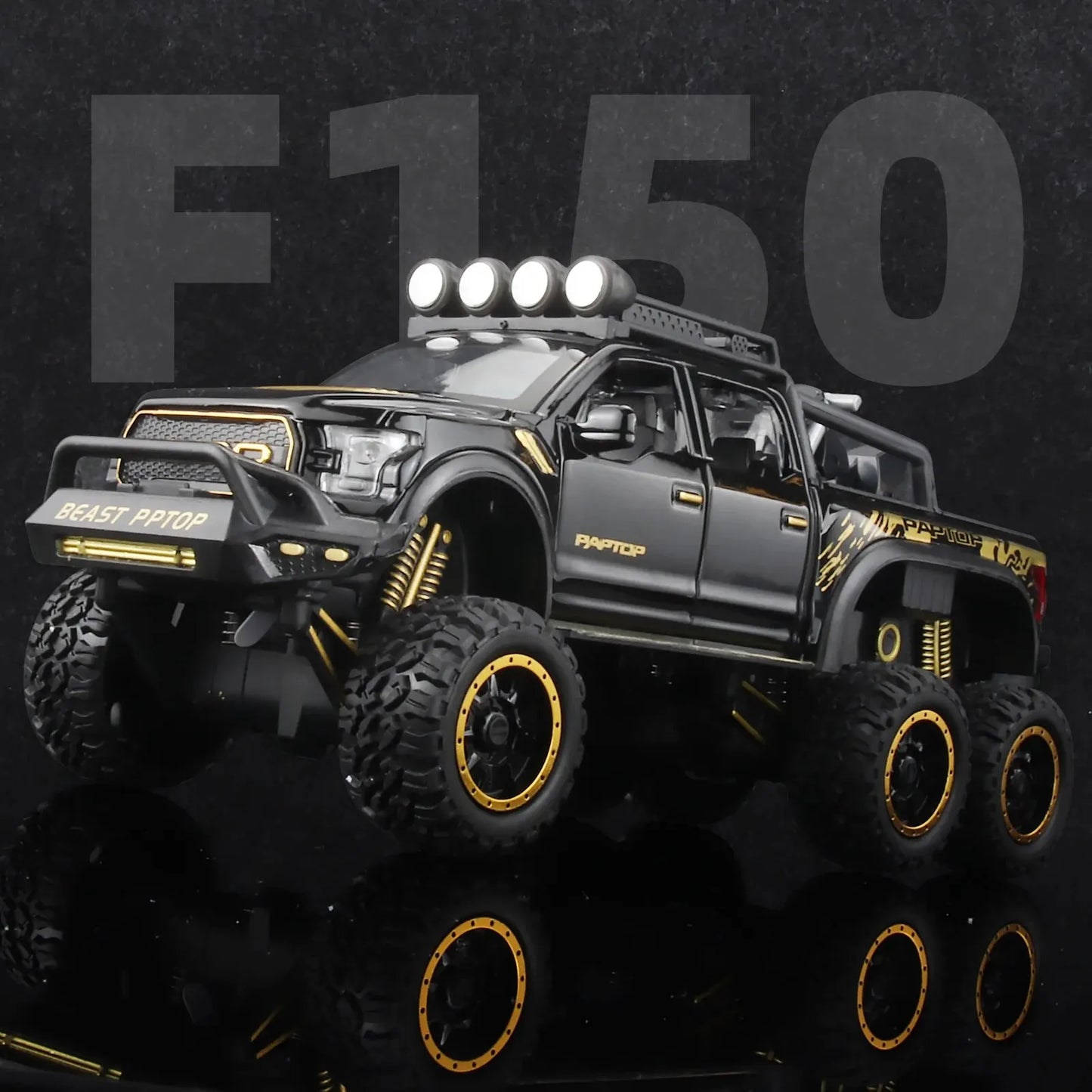 1:24 Diecast F150 Raptor Pickup Truck — Metal Model Car with Sound & Light for Kids Age 3+, Blue