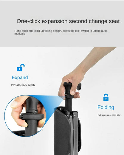 Multi-Functional Non-Slip Walking Stick with Seat – One-Key Foldable Crutch Chair, Triangular Bracing Elderly Hiking Pole Walker